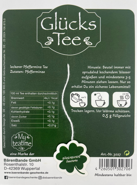 Glücks Tee Rückseite