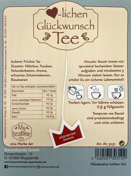 Herzlichen Glückwunsch Tee Rückseite